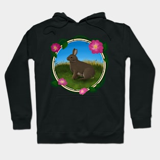 Cottontail Rabbit and Wild Roses Hoodie